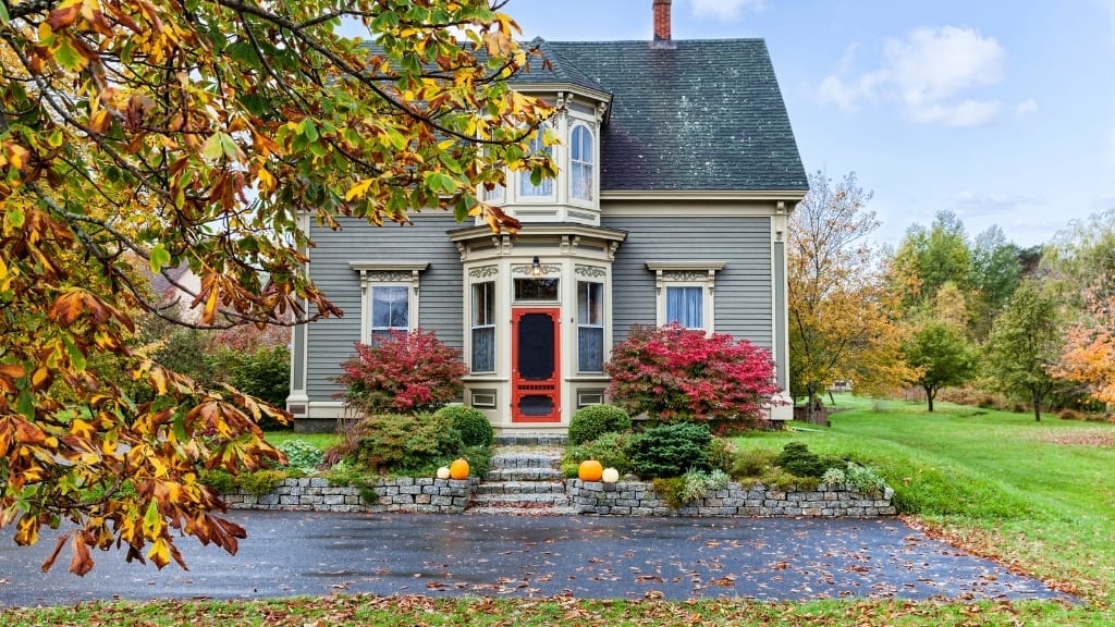Image of front yard with symmetry