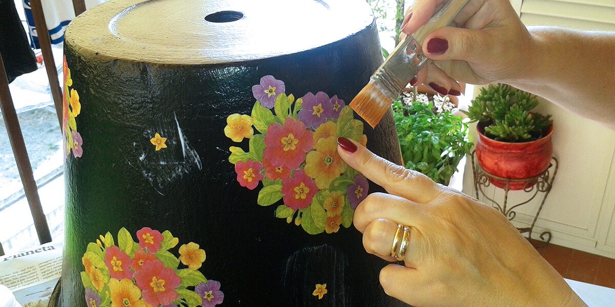 platt hill kid friendly pot decor decoupage black clay pot